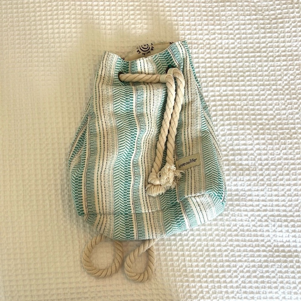 Love This Life Pull String Beach Bag